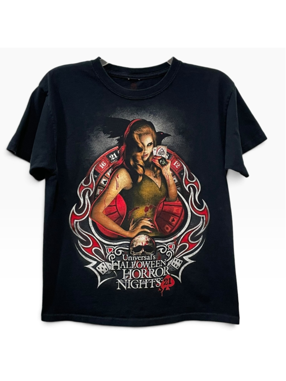 Vintage Universal Halloween Horror Nights 21 Lady Luck Graphic T-Shirt